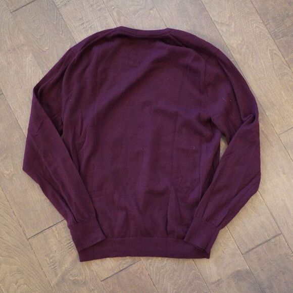 J Crew‎ Sweater Men's Merino Wool V Neck Long Sleeve Burgundy Red Size M - Picture 2 of 6